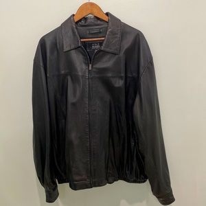 Wilson’s Leather brand leather jacket. Size XL but wears like a 2XL. Long arms.